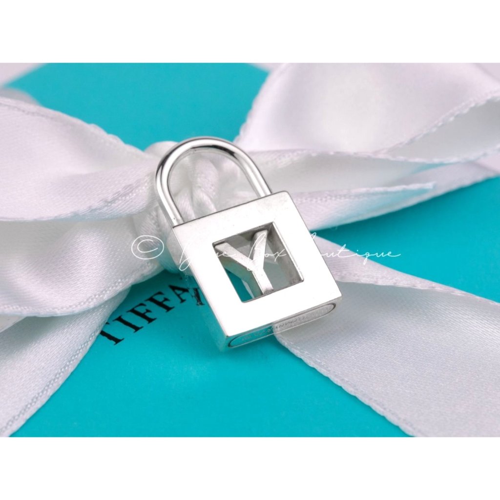 Tiffany & Co. Initial Charm Letter "Y" Lock Pendant Alphabet Padlock In Silver